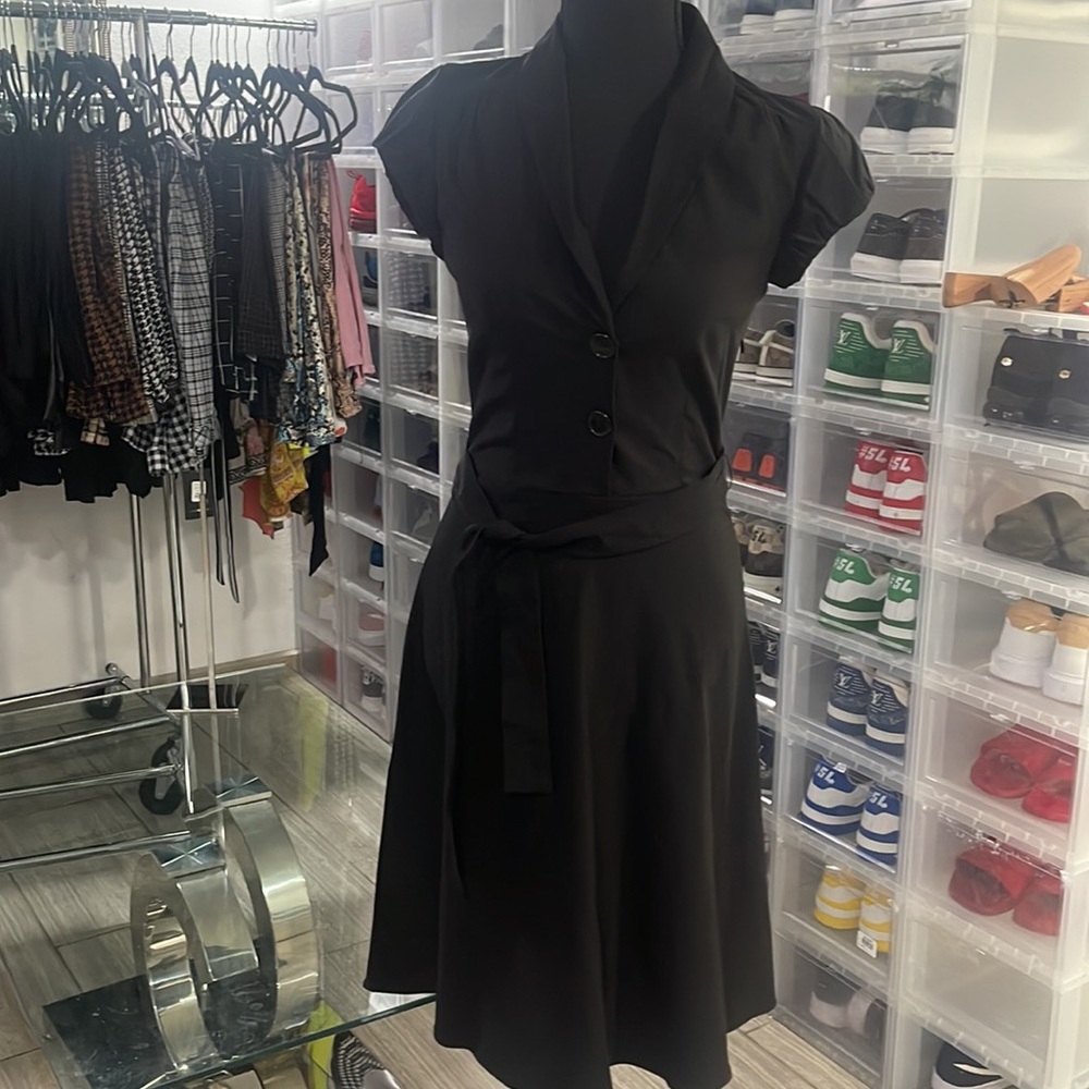 Black dress with belt